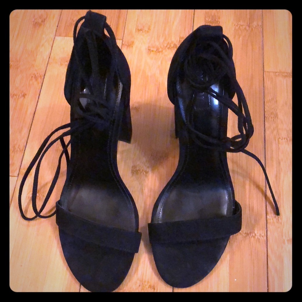 Black suede heels